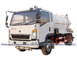 SINOTRUK HOWO 5,000 Liters Sewage Vacuum Suction Truck 