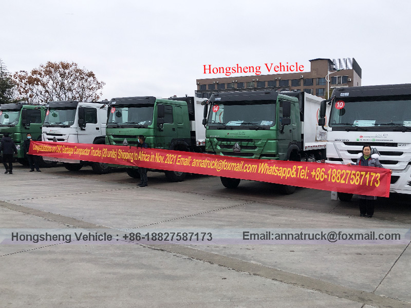 Hubei Hongsheng Special Vehicle Co., Ltd. Successfully Exports 20 Compression Garbage Trucks to Angola